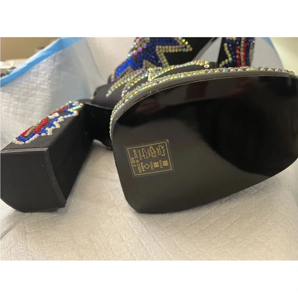 Azalea Wang Black and Multicolor Embellished Heels - Picture 9 of 10